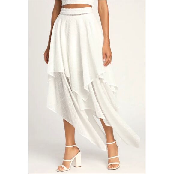 White Textured Two Piece Set Midi Skirt & Halter Crop Top | Boho Summer Outfit | - Picture 13 of 13